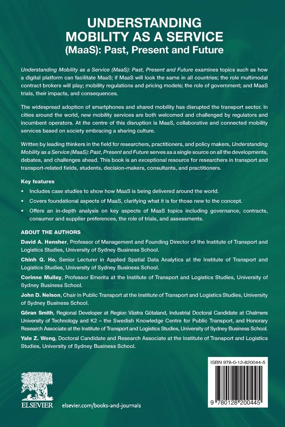 Rückseite: 9780128200445 | Understanding Mobility as a Service (MaaS) | Past, Present and Future