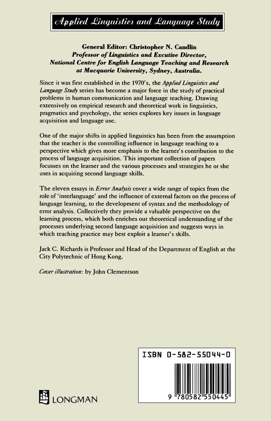 Rückseite: 9780582550445 | Error Analysis | Perspectives on Second Language Acquisition | Buch
