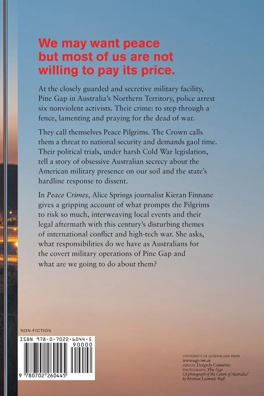 Rückseite: 9780702260445 | Peace Crimes | Pine Gap, National Security and Dissent | Finnane