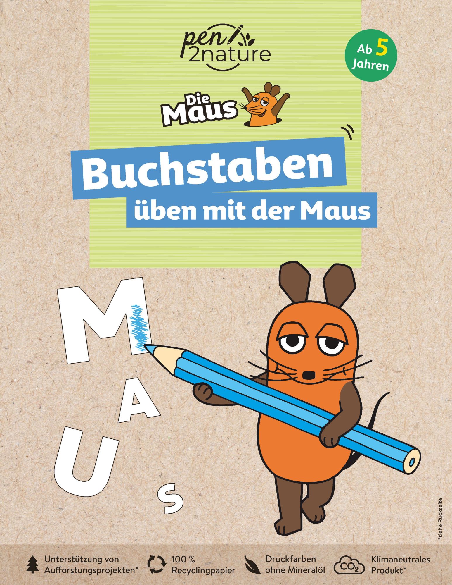 Cover: 9783987640445 | Buchstaben üben mit der Maus. Nachhaltiges Vorschulbuch für Kinder...