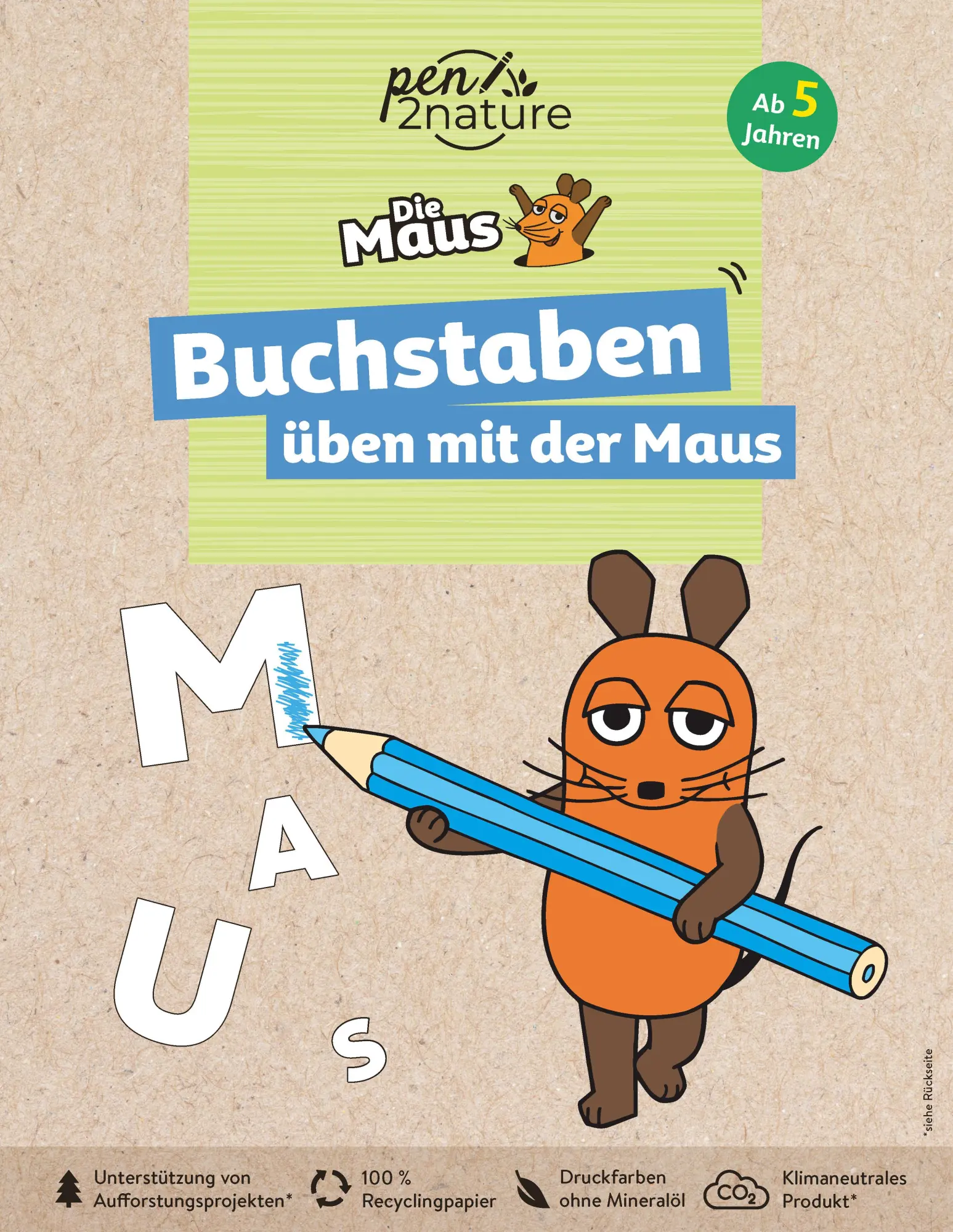 Cover: 9783987640445 | Buchstaben üben mit der Maus. Nachhaltiges Vorschulbuch für Kinder...