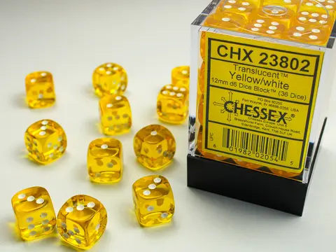 Cover: 601982020545 | Translucent 12mm d6 Yellow/white Dice Block™ (36 dice) | deutsch