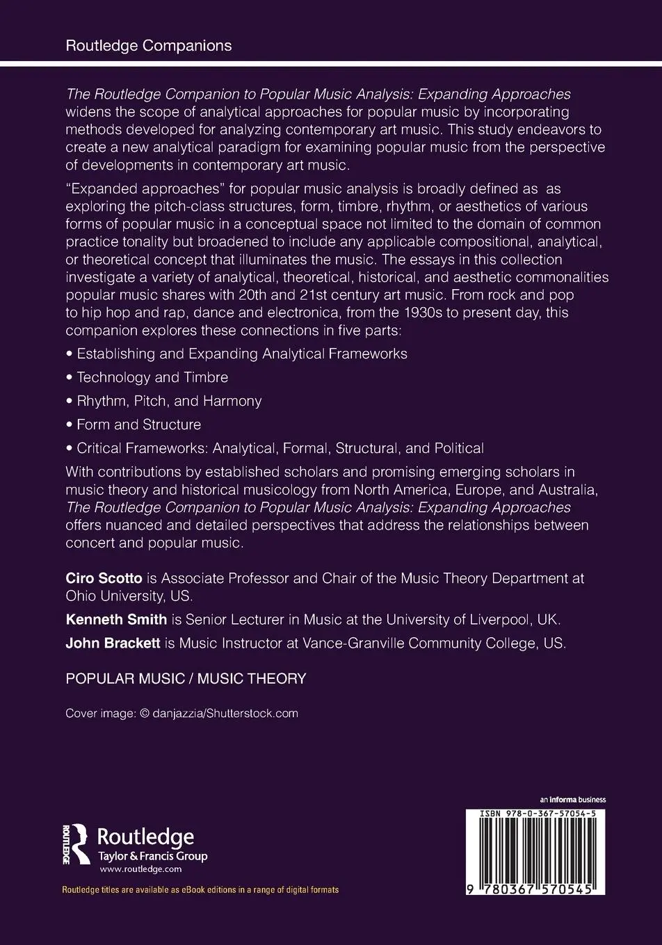 Rückseite: 9780367570545 | The Routledge Companion to Popular Music Analysis | Scotto (u. a.)