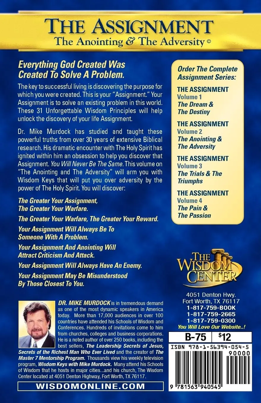 Rückseite: 9781563940545 | The Assignment Vol. 2 | The Anointing &amp; The Adversity | Mike Murdock