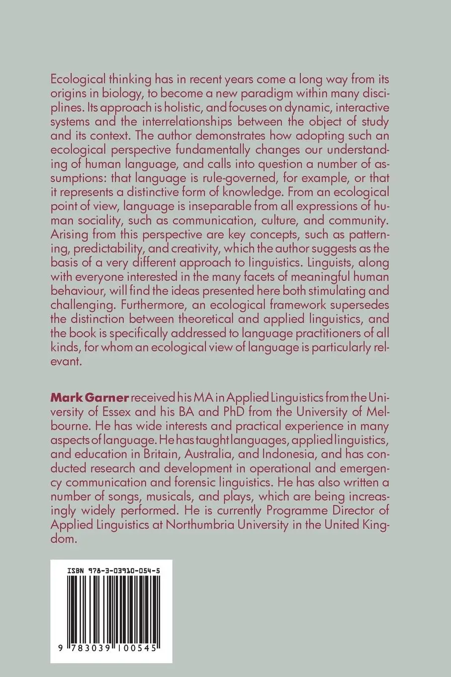 Rückseite: 9783039100545 | Language: An Ecological View | Mark Garner | Taschenbuch | Englisch