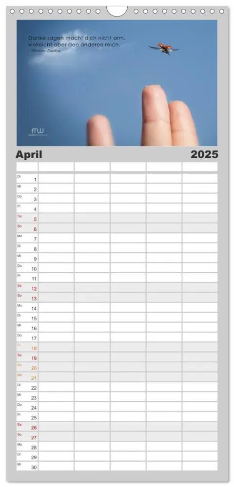 Bild: 9783457120545 | Familienplaner 2025 - Gedanken... Bildkalender mit Sprüchen mit 5...