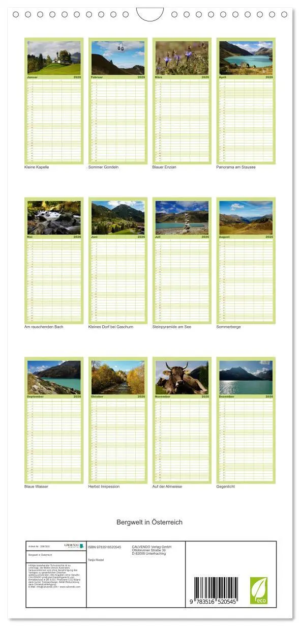 Bild: 9783516520545 | Familienplaner 2026 - Bergwelt in Österreich mit 5 Spalten...