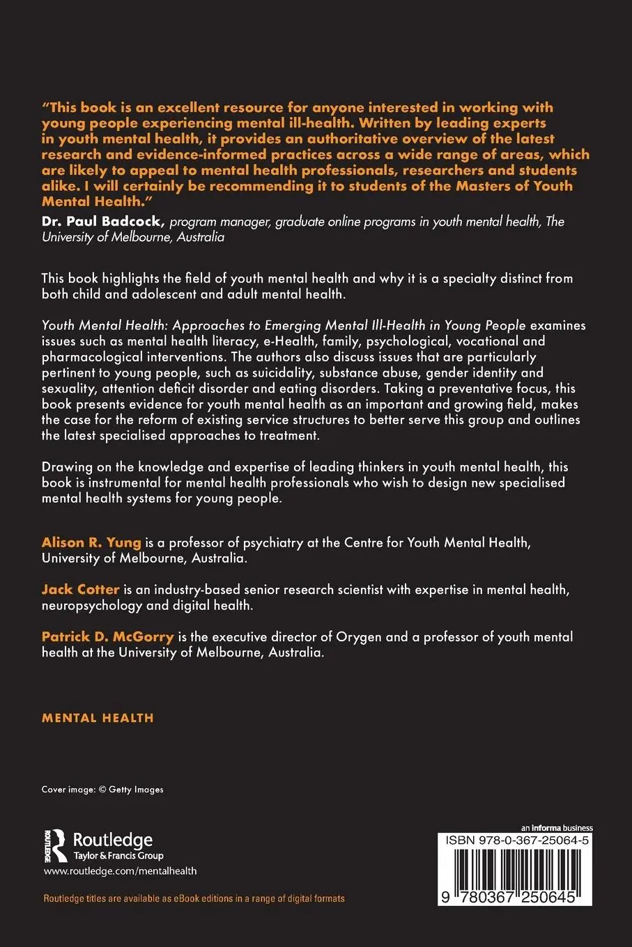 Rückseite: 9780367250645 | Youth Mental Health | Alison R. Yung (u. a.) | Taschenbuch | Englisch