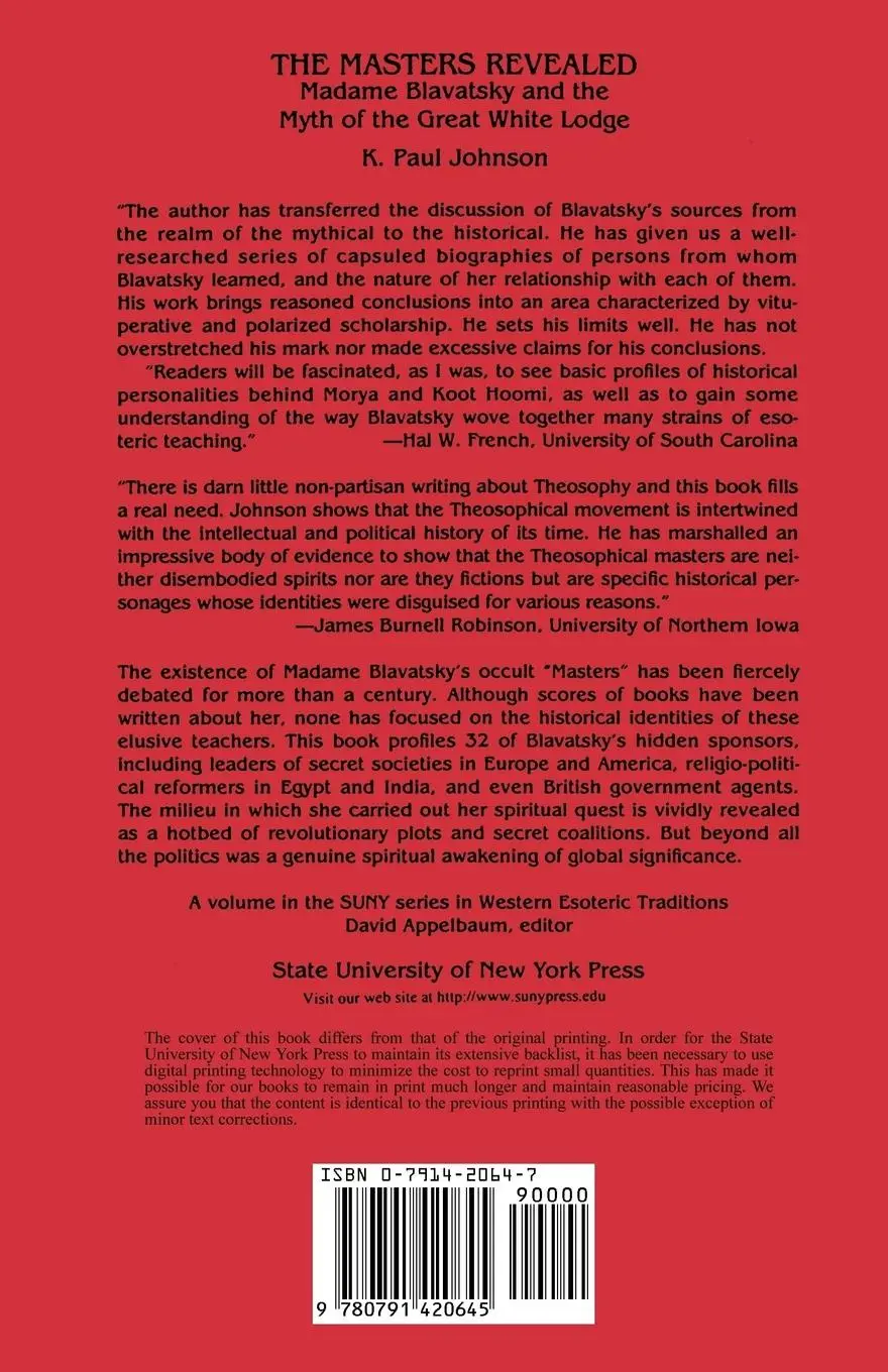 Rückseite: 9780791420645 | The Masters Revealed | K. Paul Johnson | Taschenbuch | Englisch | 1994