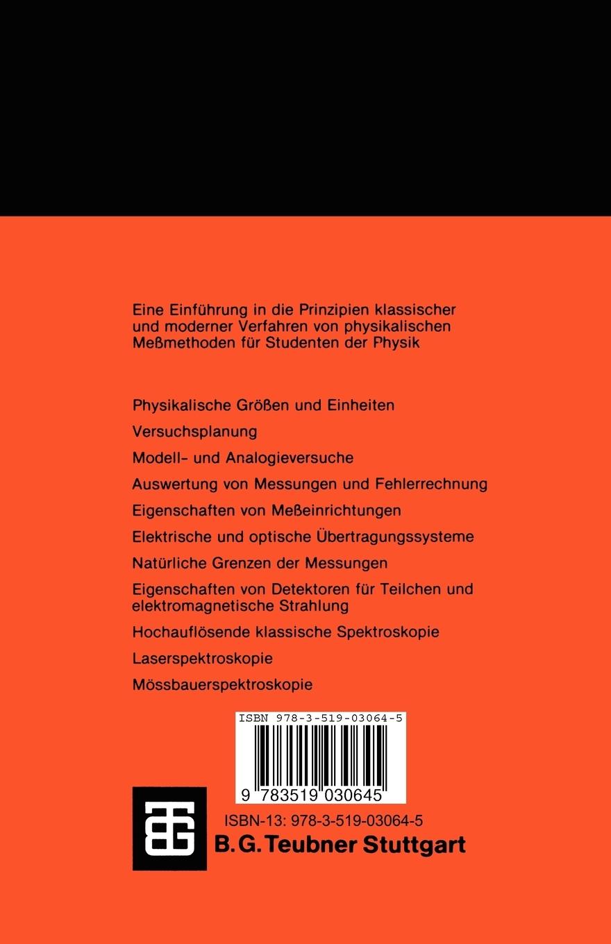 Rückseite: 9783519030645 | Physikalische Meßmethoden | Hans-Joachim Kunze | Taschenbuch | 226 S.