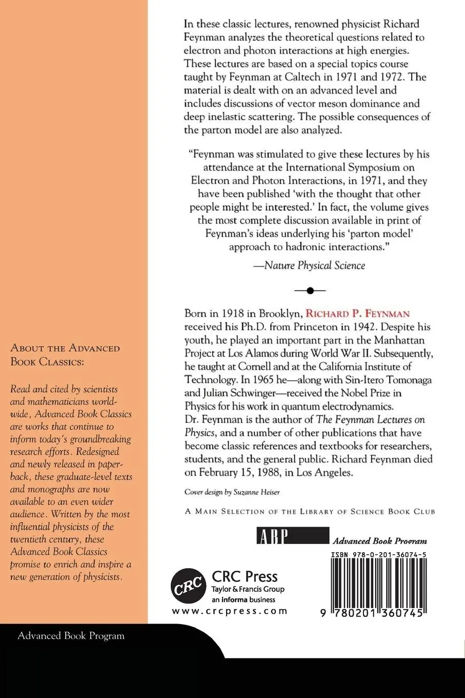 Rückseite: 9780201360745 | Photon-hadron Interactions | Richard P. Feynman | Taschenbuch