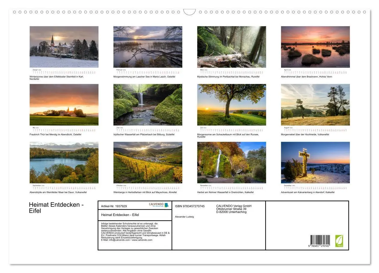 Bild: 9783457270745 | Heimat Entdecken - Eifel (Wandkalender 2026 DIN A2 quer), CALVENDO...