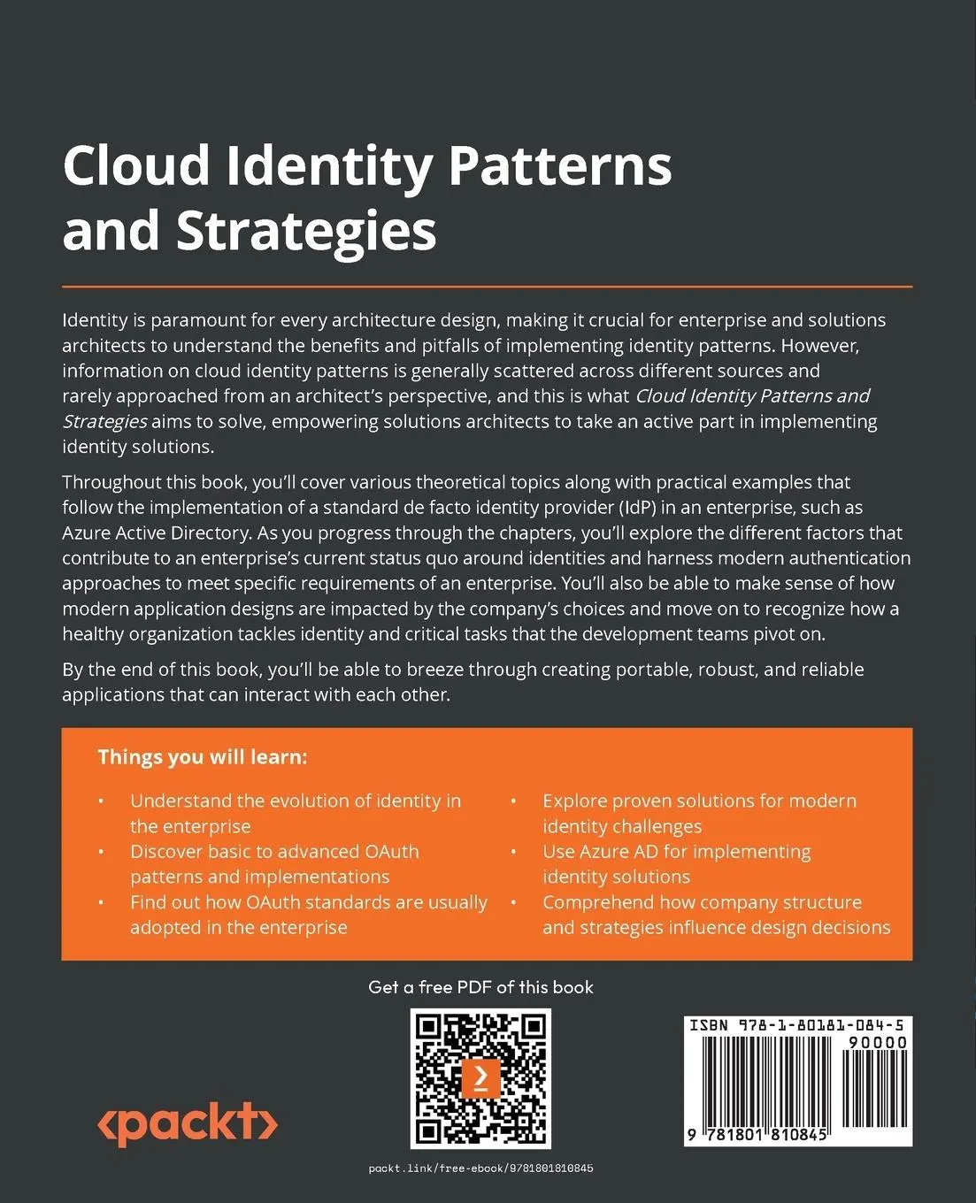 Rückseite: 9781801810845 | Cloud Identity Patterns and Strategies | Giuseppe Di Federico (u. a.)