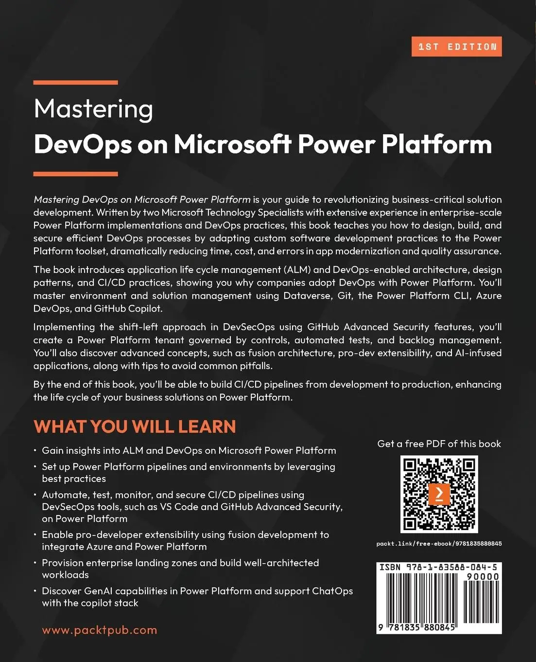Rückseite: 9781835880845 | Mastering DevOps on Microsoft Power Platform | Uro¿ Kastelic (u. a.)