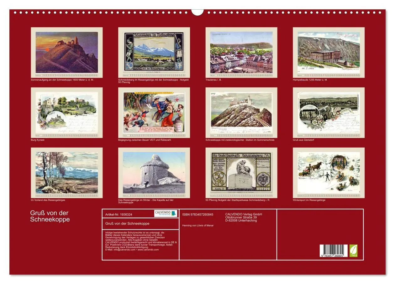 Bild: 9783457260845 | Gruß von der Schneekoppe (Wandkalender 2026 DIN A2 quer), CALVENDO...