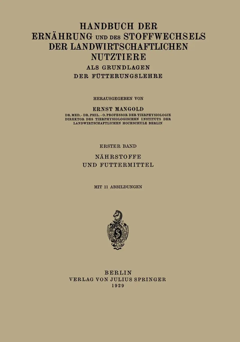 Cover: 9783540010845 | Handbuch der Ernährung und des Stoffwechsels der...
