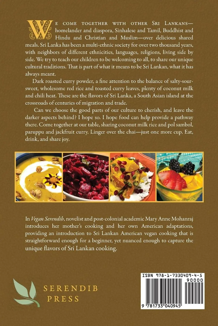Rückseite: 9781733040945 | Vegan Serendib | Recipes from Sri Lanka | Mary Anne Mohanraj | Buch