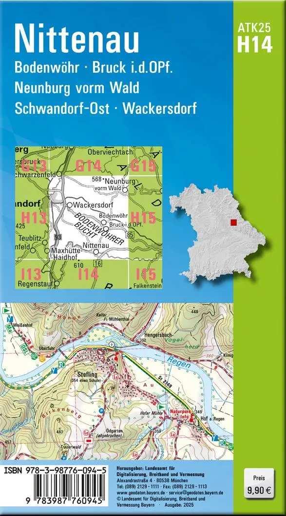 Rückseite: 9783987760945 | ATK25-H14 Nittenau (Amtliche Topographische Karte 1:25000) | Deutsch