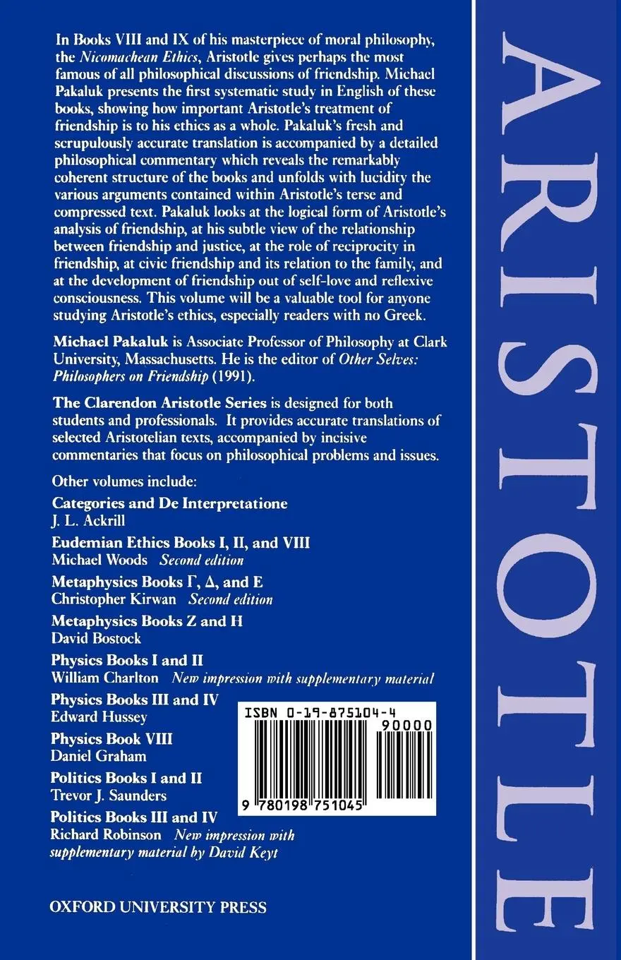 Rückseite: 9780198751045 | Nicomachean Ethics | Books VIII and IX | Aristotle | Taschenbuch