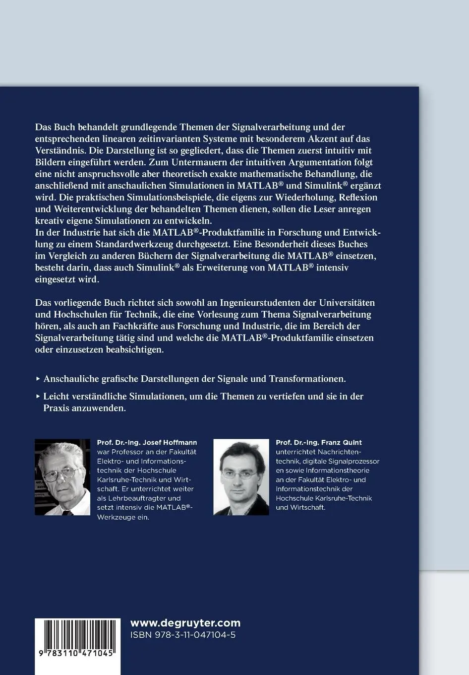 Rückseite: 9783110471045 | Signalverarbeitung in Beispielen | Franz Quint (u. a.) | Taschenbuch