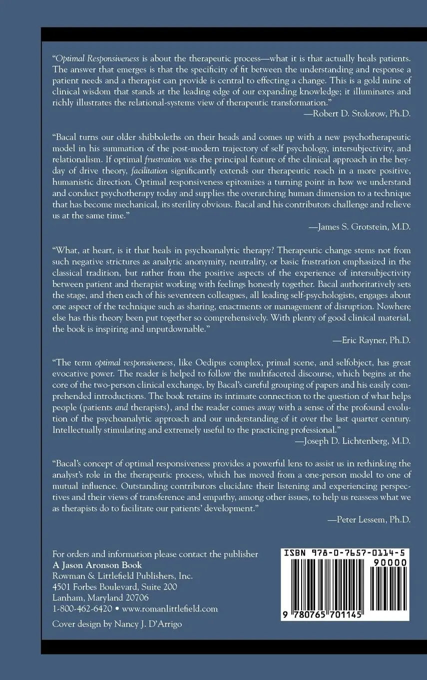 Rückseite: 9780765701145 | Optimal Responsiveness | How Therapists Heal Their Patients | Bacal