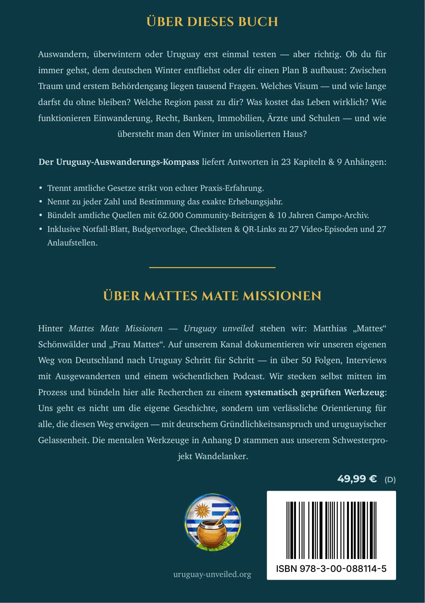 Rückseite: 9783000881145 | Der Uruguay-Auswanderungs-Kompass | Matthias "Mattes" Schönwälder