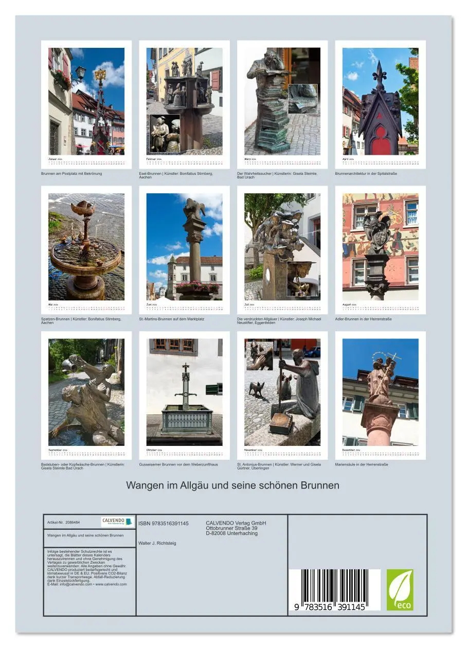 Bild: 9783516391145 | Wangen im Allgäu und seine schönen Brunnen (Wandkalender 2026 DIN...