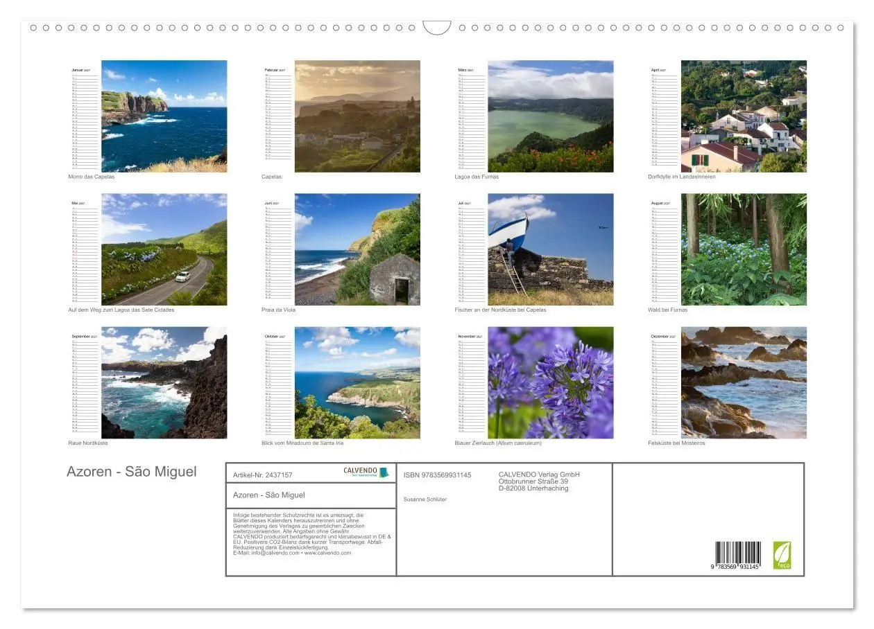 Bild: 9783569931145 | Azoren - São Miguel (Wandkalender 2027 DIN A2 quer), CALVENDO...