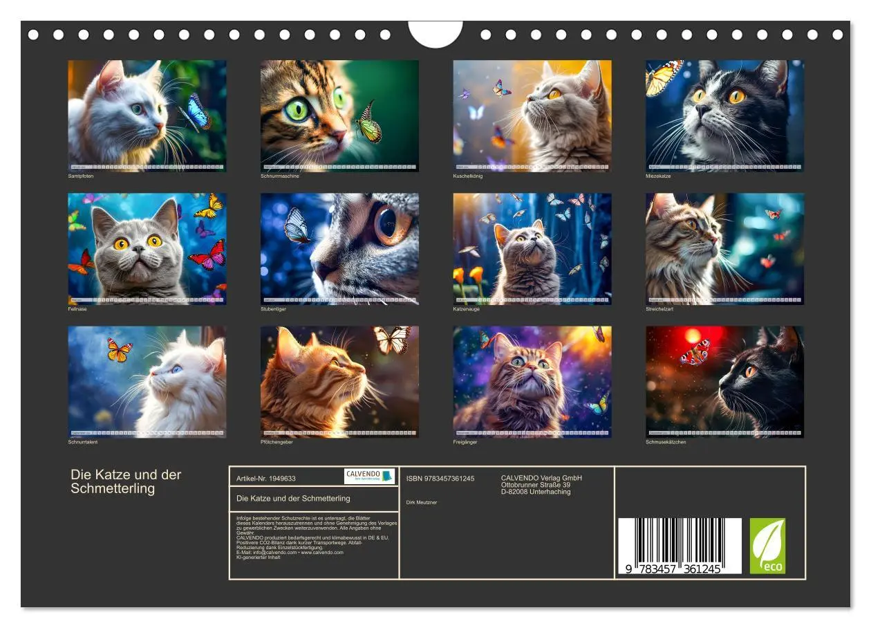 Bild: 9783457361245 | Die Katze und der Schmetterling (Wandkalender 2026 DIN A4 quer),...