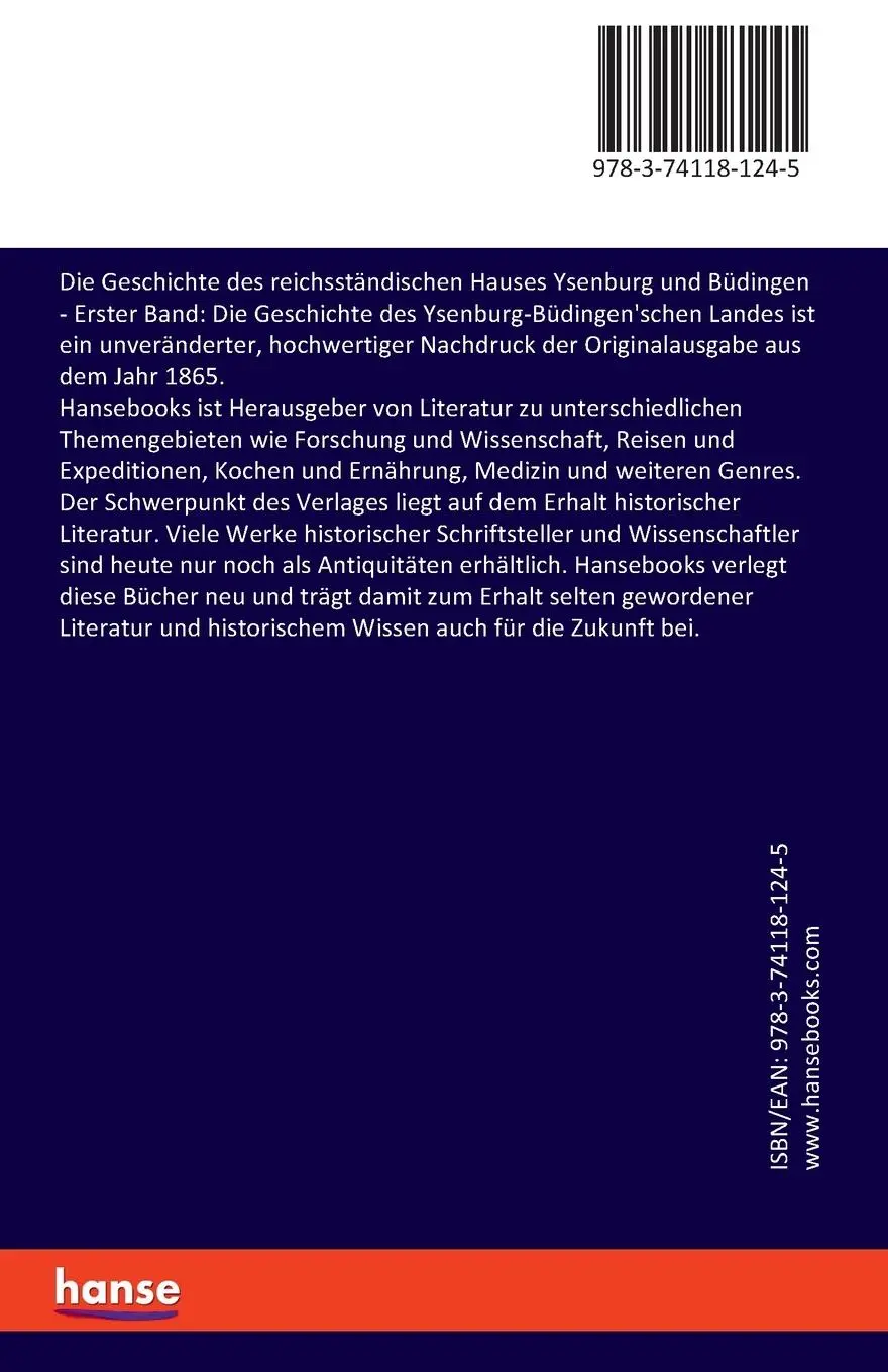 Rückseite: 9783741181245 | Die Geschichte des reichsständischen Hauses Ysenburg und Büdingen