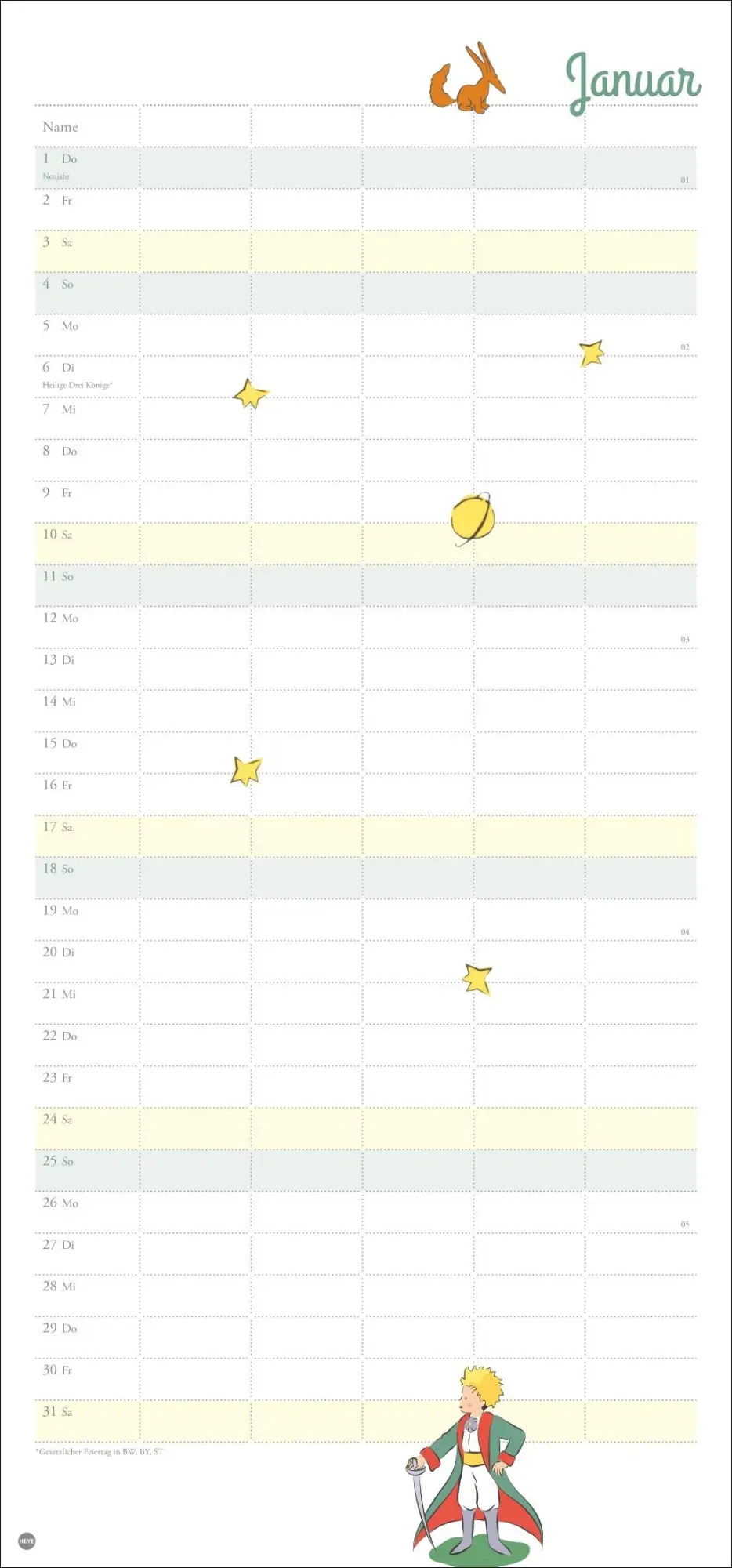 Bild: 9783756411245 | Der Kleine Prinz Familienplaner 2026 | Heye | Kalender | Spiralbindung