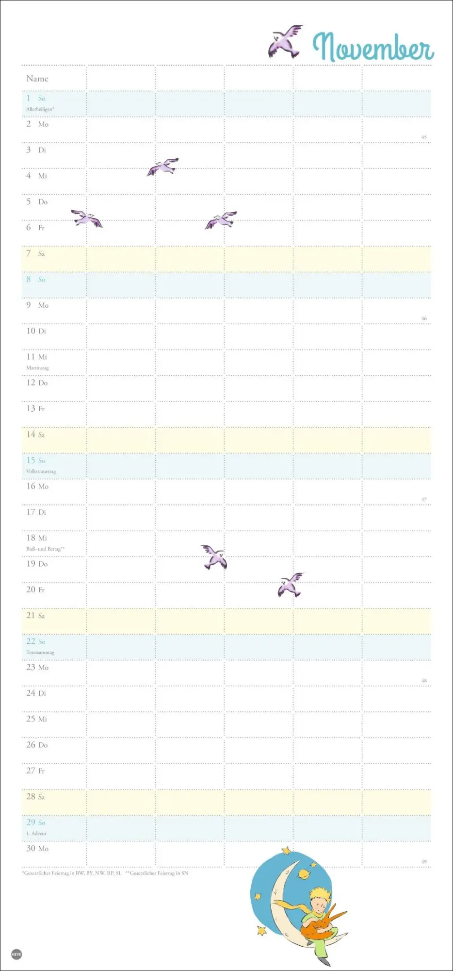 Bild: 9783756411245 | Der Kleine Prinz Familienplaner 2026 | Heye | Kalender | Spiralbindung