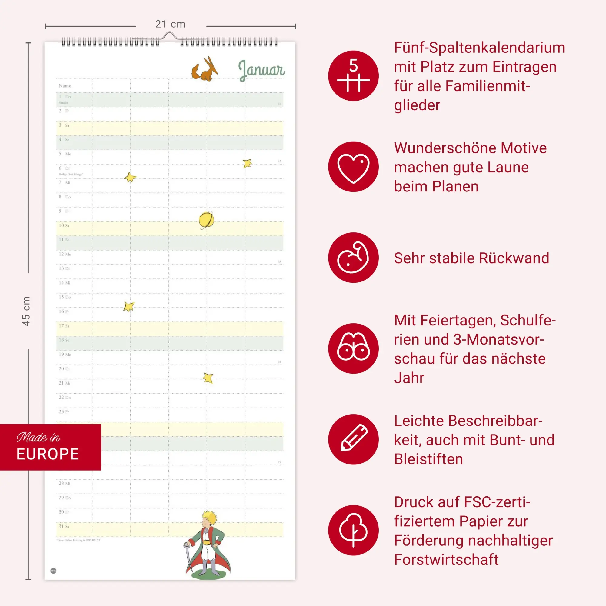 Bild: 9783756411245 | Der Kleine Prinz Familienplaner 2026 | Heye | Kalender | Spiralbindung