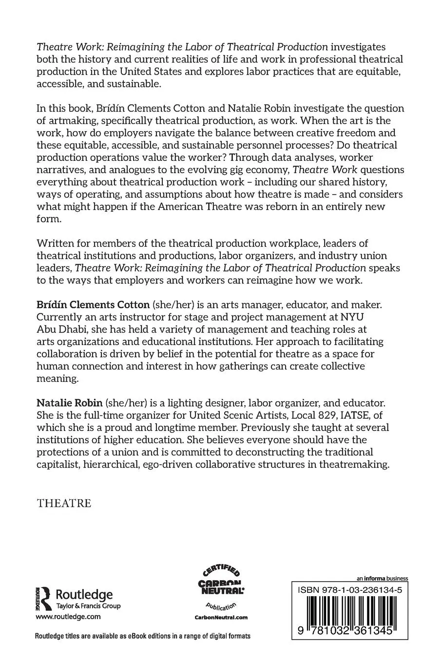 Rückseite: 9781032361345 | Theatre Work | Reimagining the Labor of Theatrical Production | Buch