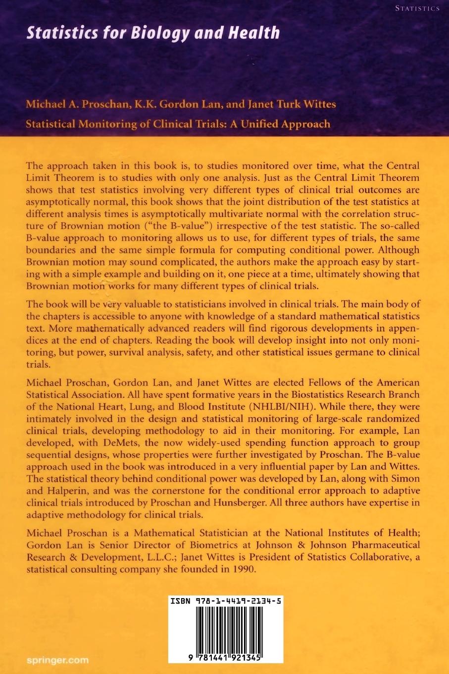 Rückseite: 9781441921345 | Statistical Monitoring of Clinical Trials | A Unified Approach | Buch