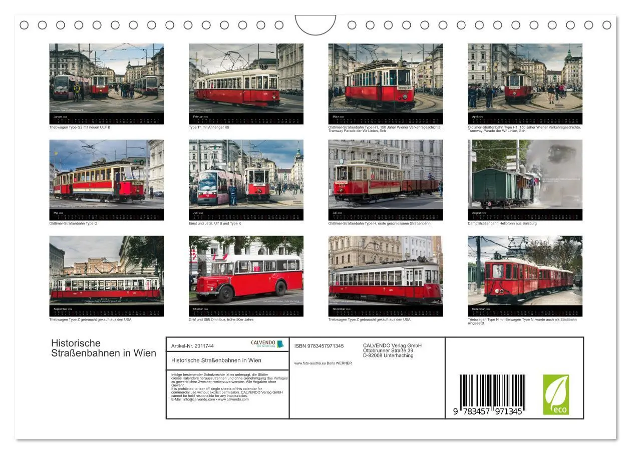 Bild: 9783457971345 | Historische Straßenbahnen in Wien (Wandkalender 2026 DIN A4 quer),...