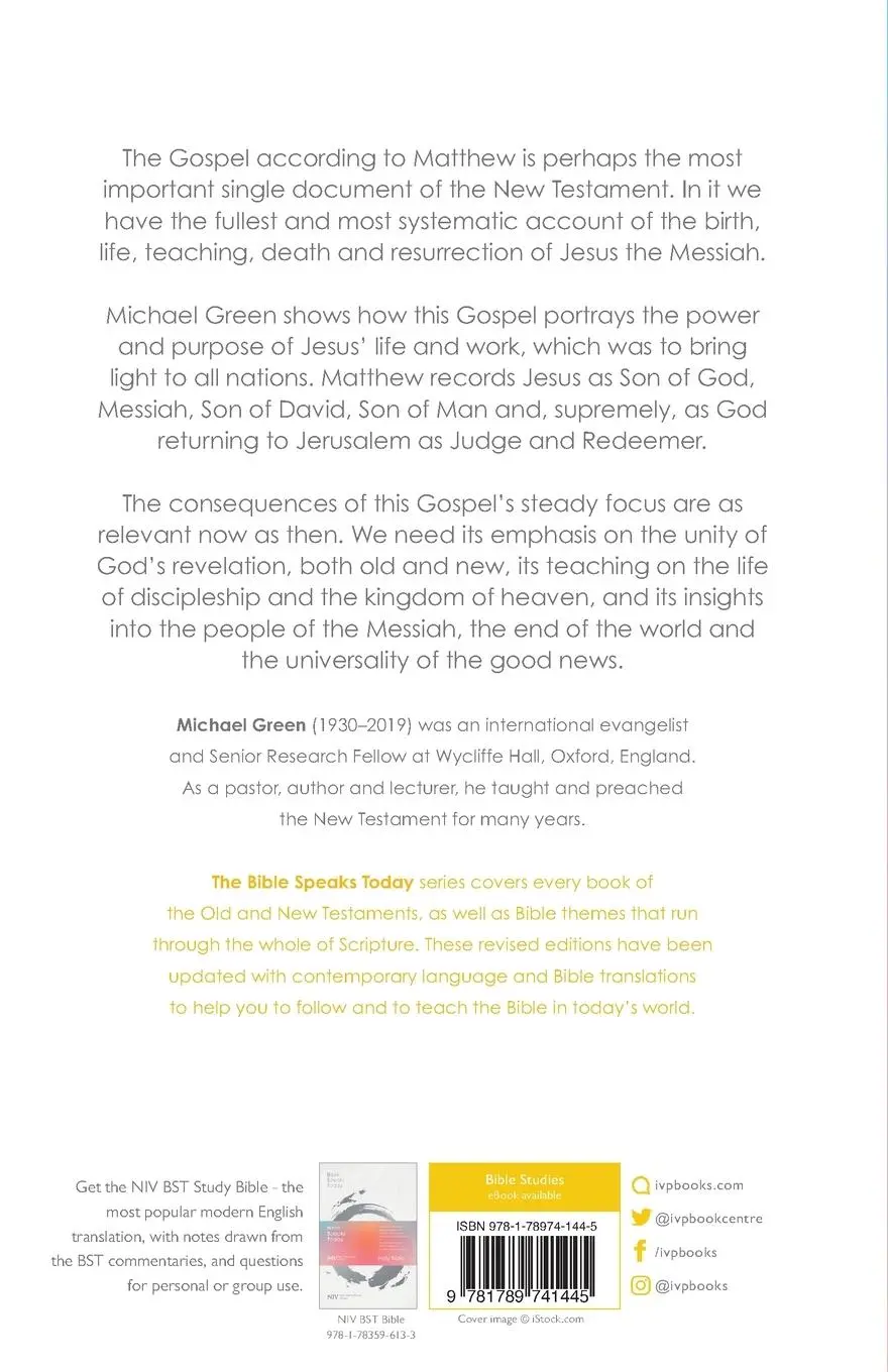 Rückseite: 9781789741445 | The Message of Matthew | Michael Green | Taschenbuch | Englisch | 2020
