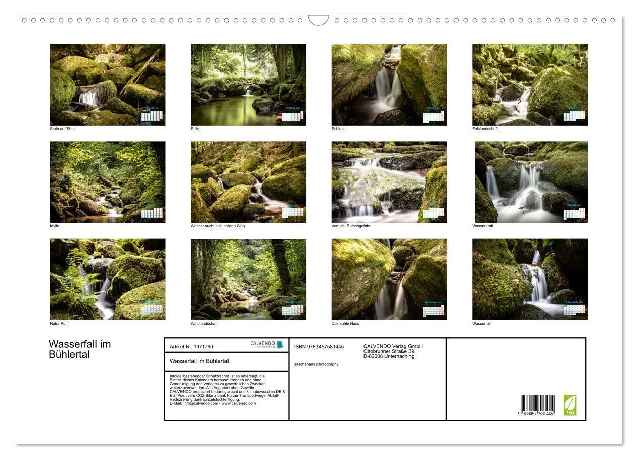 Bild: 9783457581445 | Wasserfall im Bühlertal (Wandkalender 2026 DIN A2 quer), CALVENDO...