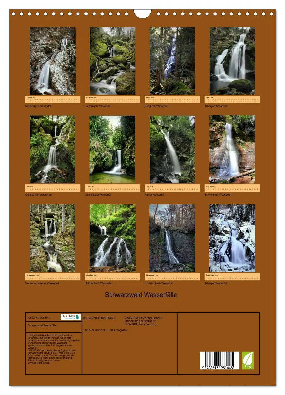 Bild: 9783516361445 | Schwarzwald Wasserfälle (Wandkalender 2026 DIN A3 hoch), CALVENDO...