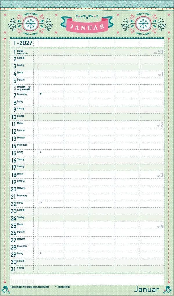 Bild: 9783819301445 | Familienplaner Vintage 2027 | Verlag Korsch | Kalender | 14 S. | 2027