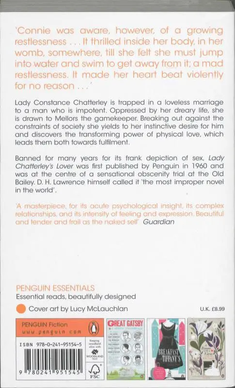 Rückseite: 9780241951545 | Lady Chatterley's Lover | Penguin Essentials | David Herbert Lawrence