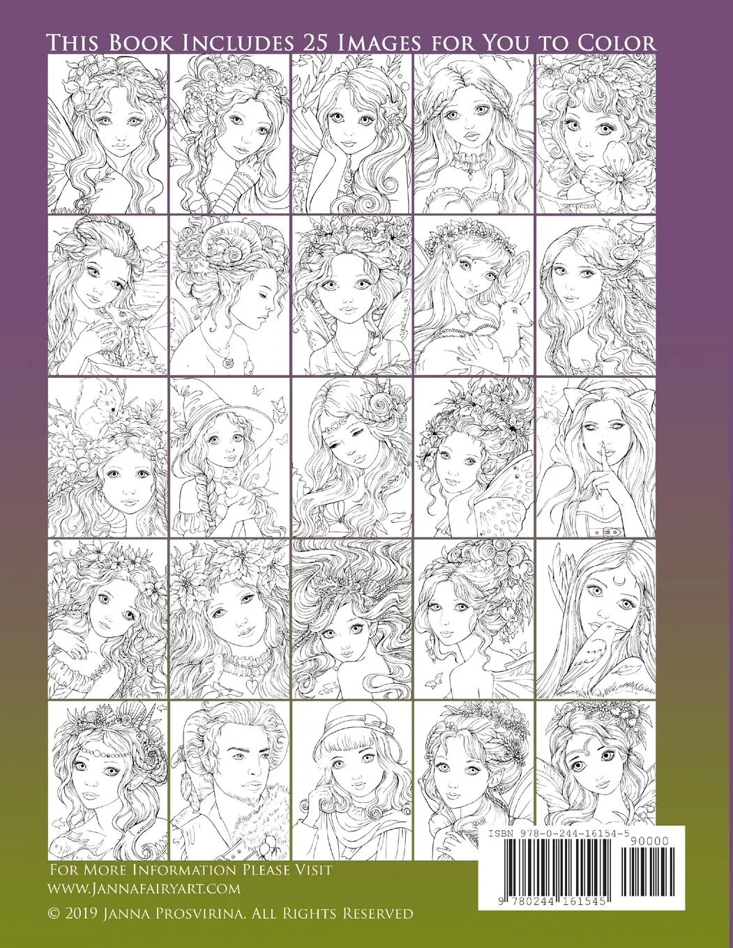 Rückseite: 9780244161545 | Fantasy Dolls Vol.1 Coloring Book Line Art | Janna Prosvirina | Buch