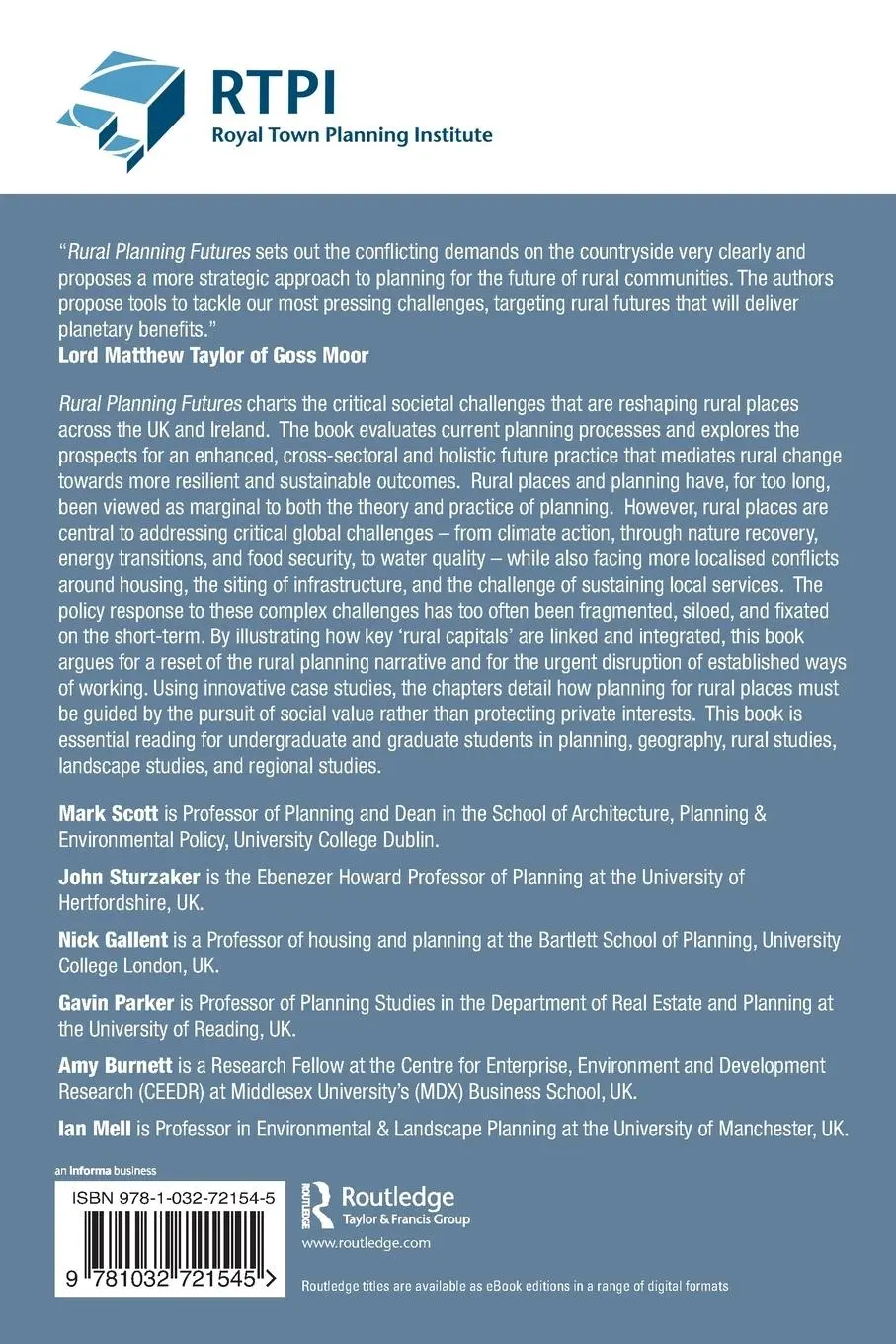 Rückseite: 9781032721545 | Rural Planning Futures | Mark Scott (u. a.) | Taschenbuch | Englisch