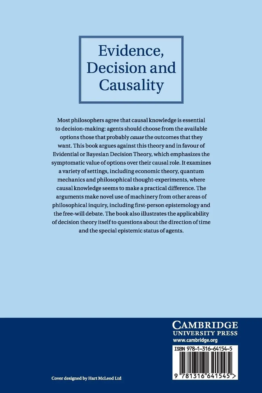 Rückseite: 9781316641545 | Evidence, Decision and Causality | Arif Ahmed | Taschenbuch | Englisch