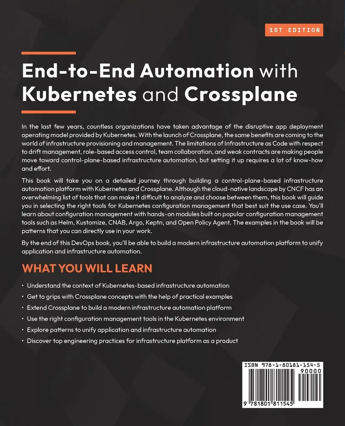Rückseite: 9781801811545 | End-to-End Automation with Kubernetes and Crossplane | Arun Ramakani