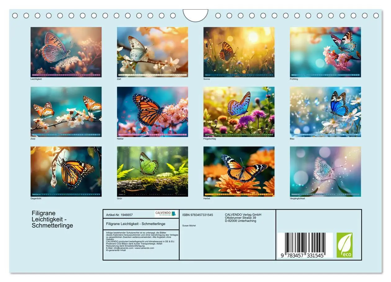 Bild: 9783457331545 | Filigrane Leichtigkeit - Schmetterlinge (Wandkalender 2026 DIN A4...