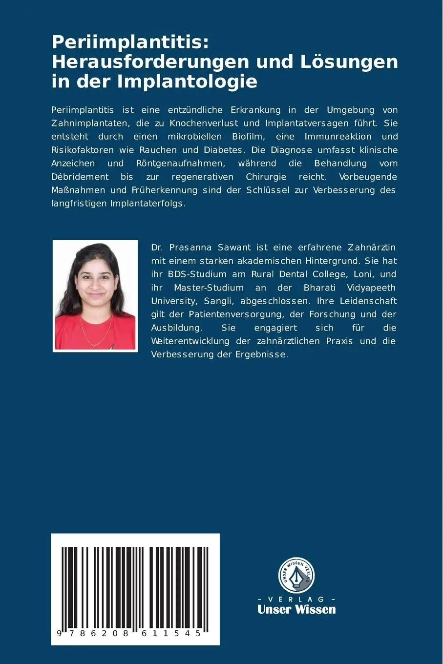 Rückseite: 9786208611545 | Periimplantitis: Herausforderungen und Lösungen in der Implantologie