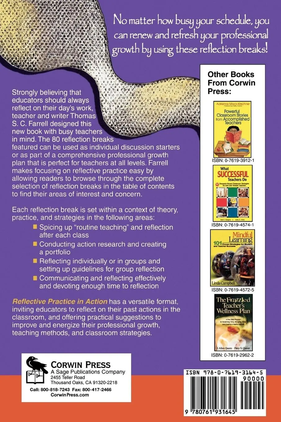 Rückseite: 9780761931645 | Reflective Practice in Action | 80 Reflection Breaks for Busy Teachers