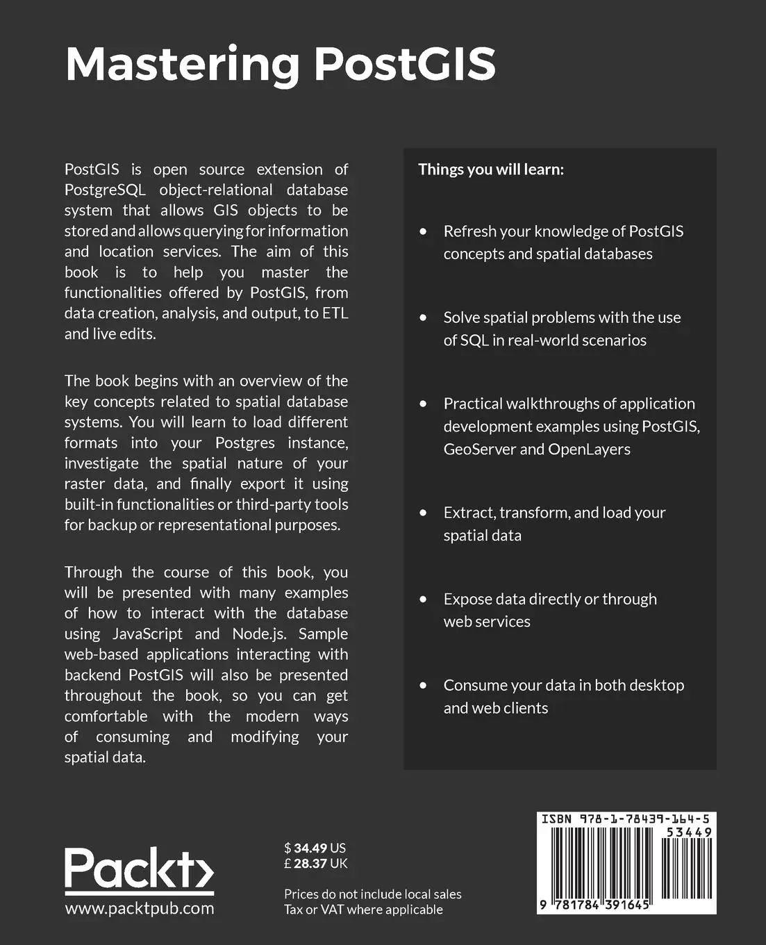 Rückseite: 9781784391645 | Mastering PostGIS | Dominik Mikiewicz (u. a.) | Taschenbuch | Englisch