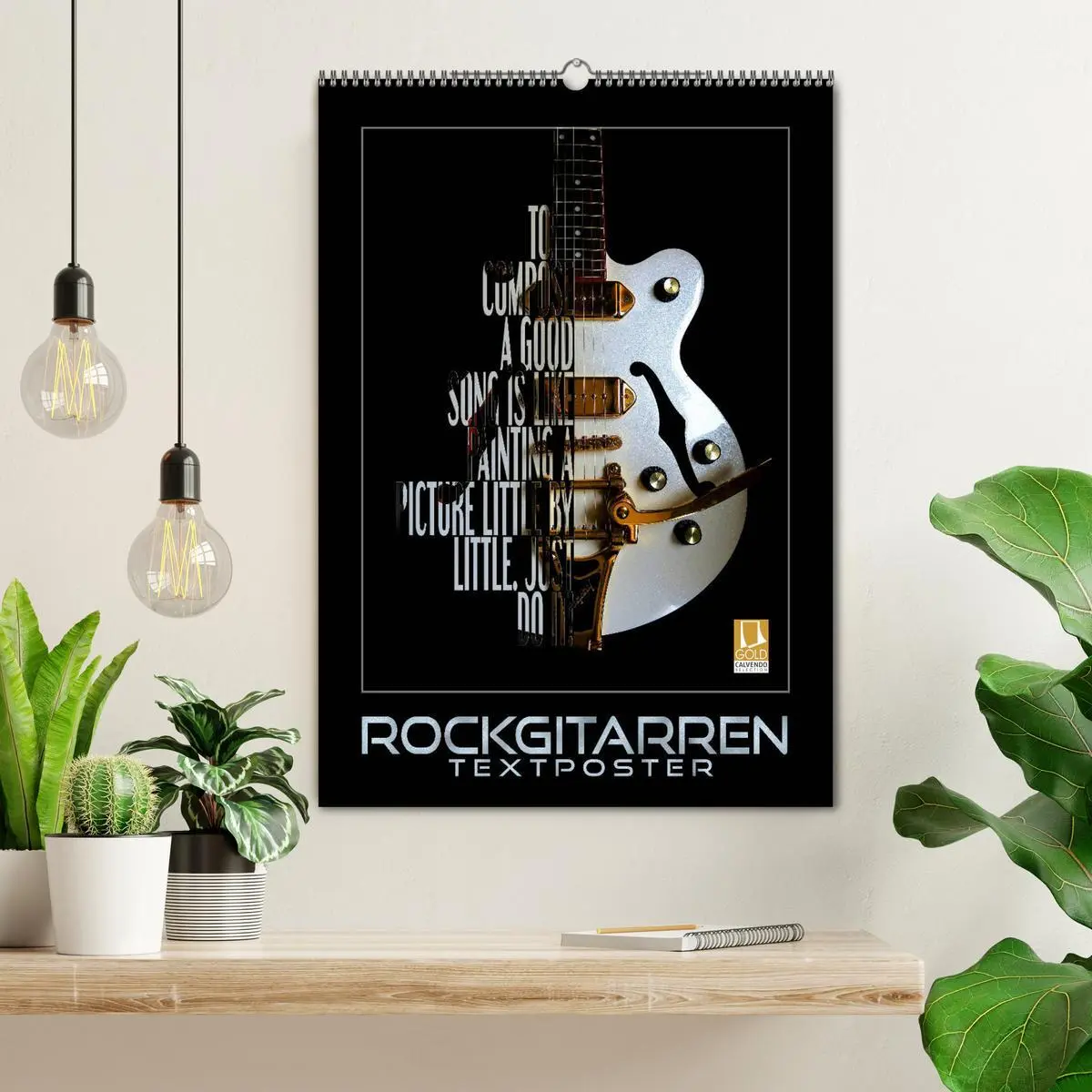 Bild: 9783516411645 | Rockgitarren Textposter (Wandkalender 2026 DIN A2 hoch), CALVENDO...